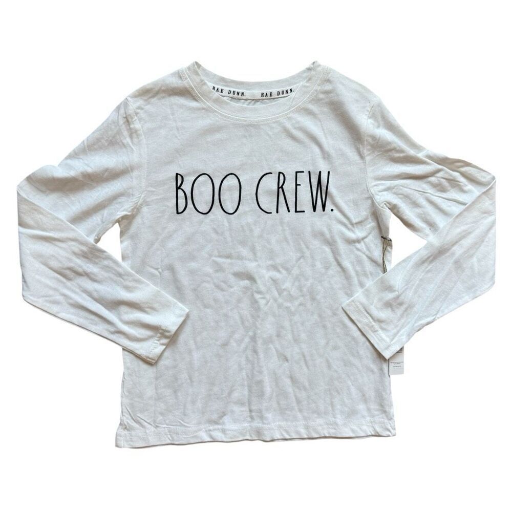 NWT Youth Unisex Rae Dunn Boo Crew Long Sleeve Graphic Tee Shirt - Sz 7